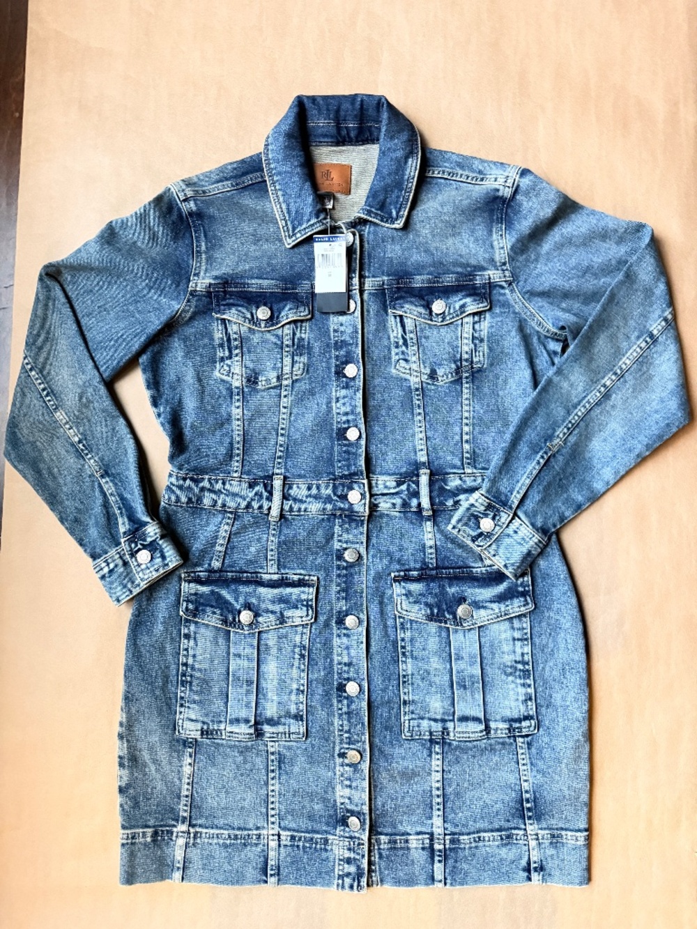 Lauren RALPH LAUREN Button Fastening DENIM Mini DRESS Size 16 US / 190-112C New